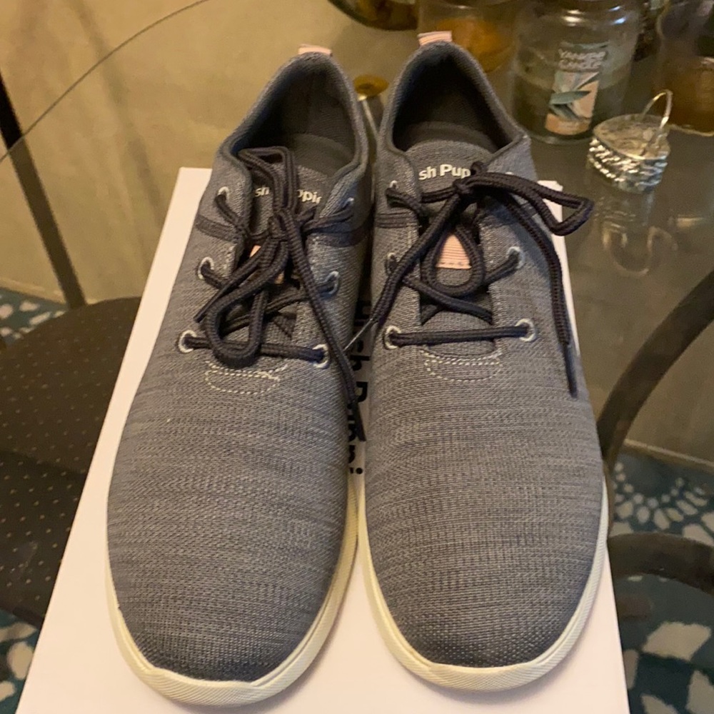 Gray lace-up sneakers